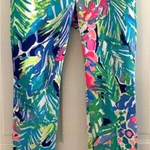 Lilly Pulitzer Tropical Print Straight Leg Pants in Blue, Green, Pink